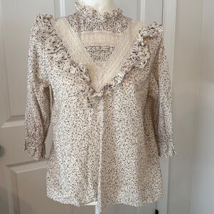 H&M Cream Floral Blouse Sz 8